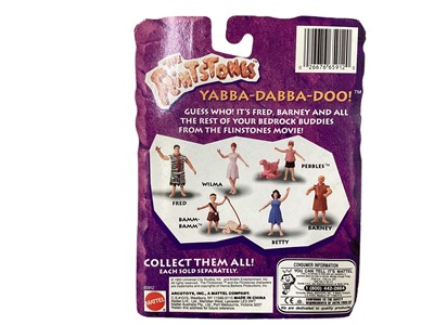 Lot 195 - Mattel (c1993) Flintstones Bendable Figures Barney No.65912 , Betty No.65912 & Licking Dino No.11659, on card with bubblepack, plus Dinosaurs (5)