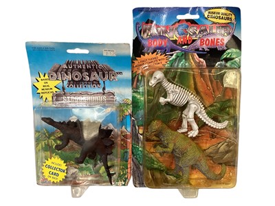 Lot 195 - Mattel (c1993) Flintstones Bendable Figures Barney No.65912 , Betty No.65912 & Licking Dino No.11659, on card with bubblepack, plus Dinosaurs (5)