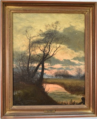 Lot 1417 - George Thomas Rope (1845-1912) oil on canvas - Landscape at Dusk, signed, 46cm x 35.5cm, in gilt frame