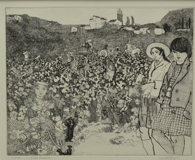 Lot 1388 - *Anthony Gross (1905-1984) etching - Grape Pickers, no. 8 of 250 copies issued in 1972. Titled and signed by the artist, 28cm x 35cm, in glazed frame