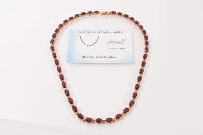 Lot 15 - 9ct gold ruby necklace, with Gems TV certificate