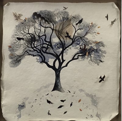 Lot 44 - Cyndi Speer (b.1966) Watercolour and collage, Tree of Life