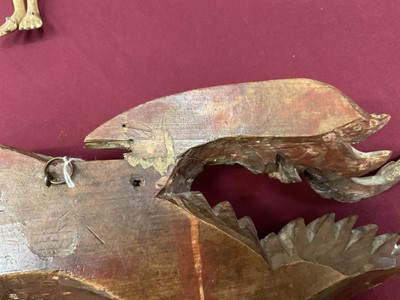 Lot 935 - Antique Chinese carved and painted pine carving of a Pheonix