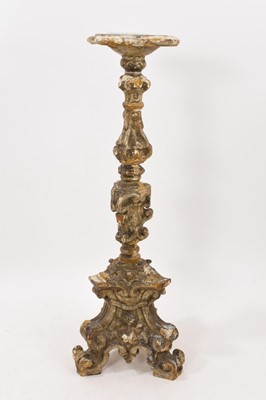 Lot 1080 - 18th century Italian carved gesso altar candlestick