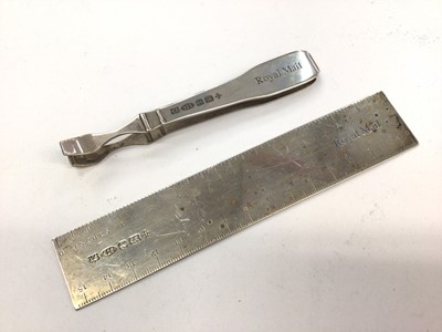 Lot 149 - Royal Mail 15cm silver rule and matching pair of silver tweezers (Birmingham 2000)