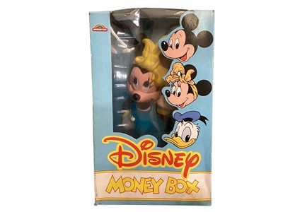 Lot 198 - Rainbow Toys vintage Disney money boxes, Chad Valley Mickey Mouse & Mattel poseable figures Pirate & Fireman Mickey (1 box)