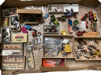 Lot 212 - Britains unboxed Lilliput Series models and other miniature models by other manufacturers including Tumbrel Cart, Molk Float, Cars, Figures, Travellers Caravan, Animals etc. (qty)