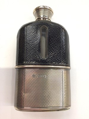 Lot 154 - Victorian silver mounted glass and leather hip flask, retailed by Asprey (London 1872)