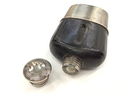 Lot 154 - Victorian silver mounted glass and leather hip flask, retailed by Asprey (London 1872)