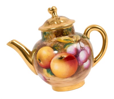 Lot 245 - Royal Worcester miniature fruit painted teapot