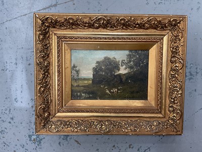 Lot 693 - Edwardian oil on canvas - Sheep in a landscape, indistinctly signed, framed