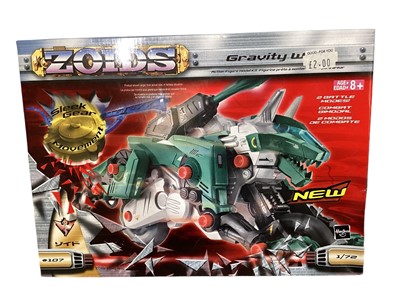 Lot 265 - Hasbro Zoids Gravity Wolf, boxed, plus Tomy Kroc, Trooper Zoid & Zaton (constructed) and modern Masters of the Universe figures & animals (2 boxes)