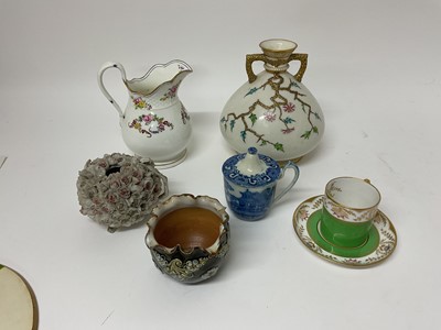 Lot 20 - Group of English ceramics, including a Royal Worcester Aesthetic style blush ivory