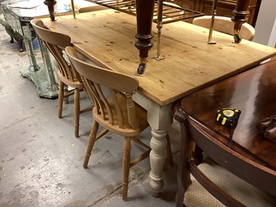 Lot 1358 - Antique painted pine farmhouse table