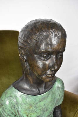 Lot 1576 - Susan Rodwell (contemporary) bronzed and patinated metal figure of a seated girl