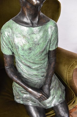 Lot 1576 - Susan Rodwell (contemporary) bronzed and patinated metal figure of a seated girl