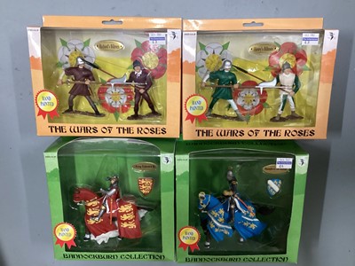 Lot 285 - Selection of boxed plastic figures & sets of Medieval Knights including Bannockburn Collection, Castles and unboxed models (5 boxes)