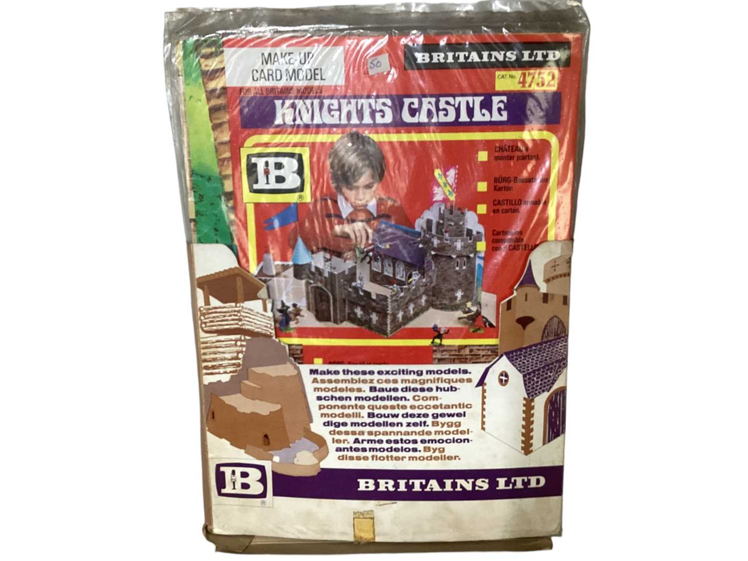 Lot 294 - Britains (c1977) Make Up Card Models including Kinght Castle No.4752 in trade sleeve 6 Units plus 9 others, Fort Cheyenne No.4750 (x5), Evesdale Farm No.4751 (x2) & Safari Zoo No.4753 (x5) s...