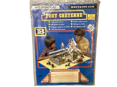 Lot 294 - Britains (c1977) Make Up Card Models including Kinght Castle No.4752 in trade sleeve 6 Units plus 9 others, Fort Cheyenne No.4750 (x5), Evesdale Farm No.4751 (x2) & Safari Zoo No.4753 (x5) s...