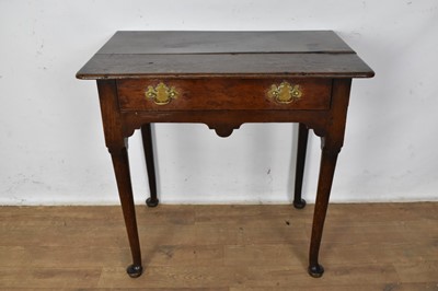 Lot 1593 - 18th century oak hall table with drawer on pad feet