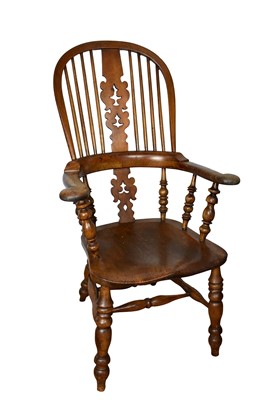 Lot 1592 - 19th century ash and elm stick back elbow chair