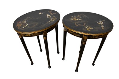 Lot 1591 - Pair of chinoiserie side tables