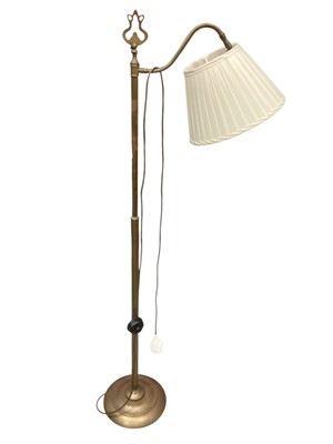 Lot 1390 - Brass standard lamp, together with a mahogany table lamp (2)