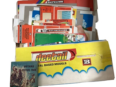 Lot 297 - Britains Deetail Soldiers & Farm Shop Display Cards & Briatins empty boxes (1 box)