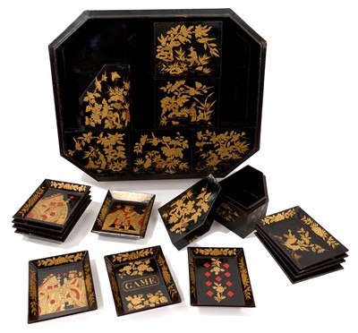 Lot 902 - Mid 19th century Chinese black lacquer gaming box