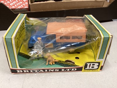 Lot 303 - Selection of boxed and unboxed farm models and figures, mostly Britains, including Show Jumping, Mini sets etc, (2 boxes)