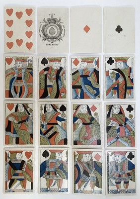 Lot Complete set of 52 Hunt and Sons standard singles ended playing cards, Circa 1810