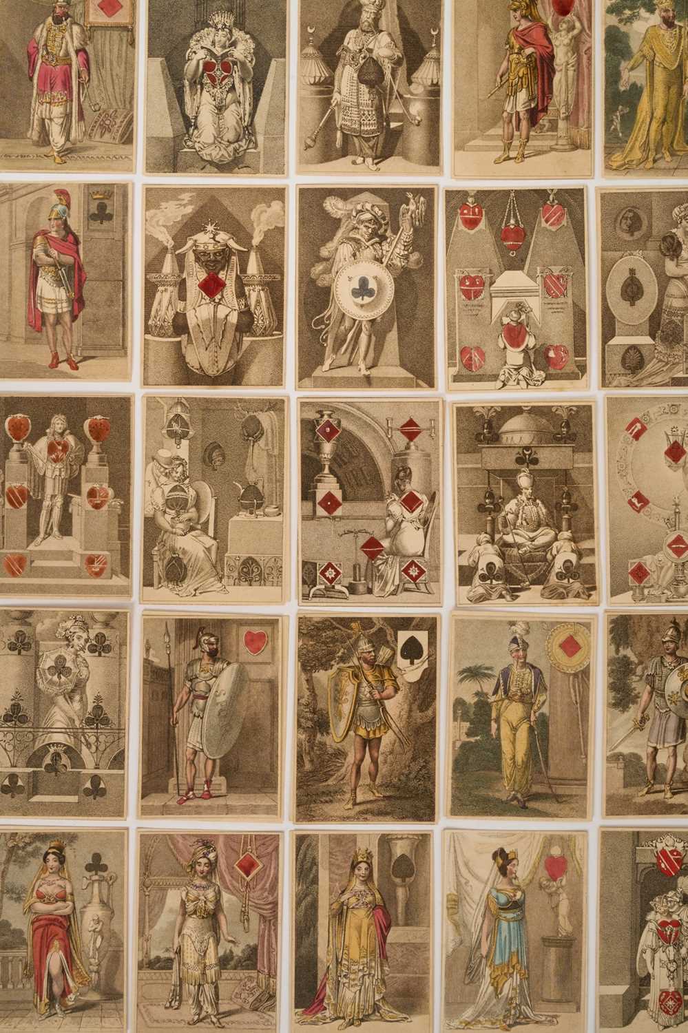 Lot Rare complete set of 52 Rudolph Ackermann transformation playing cards, circa 1819