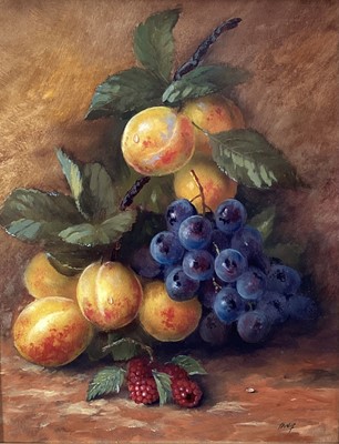 Lot 284 - Keith Tovey, pair of oils on board, Still lives of fruit, signed and inscribed verso. Each 24 x 19cm. (2)