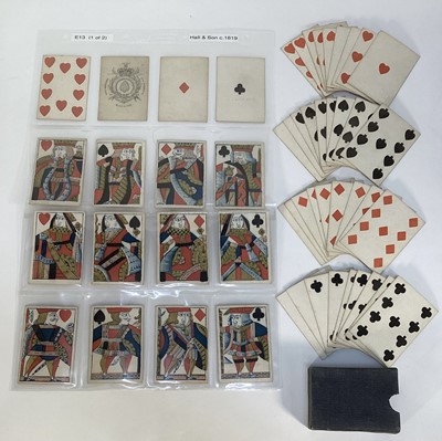 Lot Complete deck of 52 playing cards by Hall & Son, circa 1819