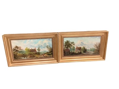 Lot 696 - Jonathan Westell, pair of 19th century oils of country scenes, both signed, in gilt frames. (2). Each 45 x 24cm.