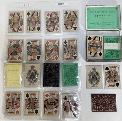 Lot Victorian Bezique set by James English, complete with 62 cards, rules and two markers