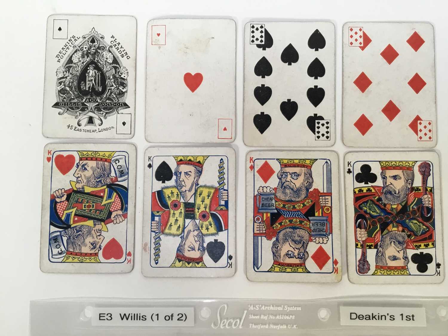 Lot Complete deck of 52 cards by Willis & Co. - Deakins's 1st circa 1886