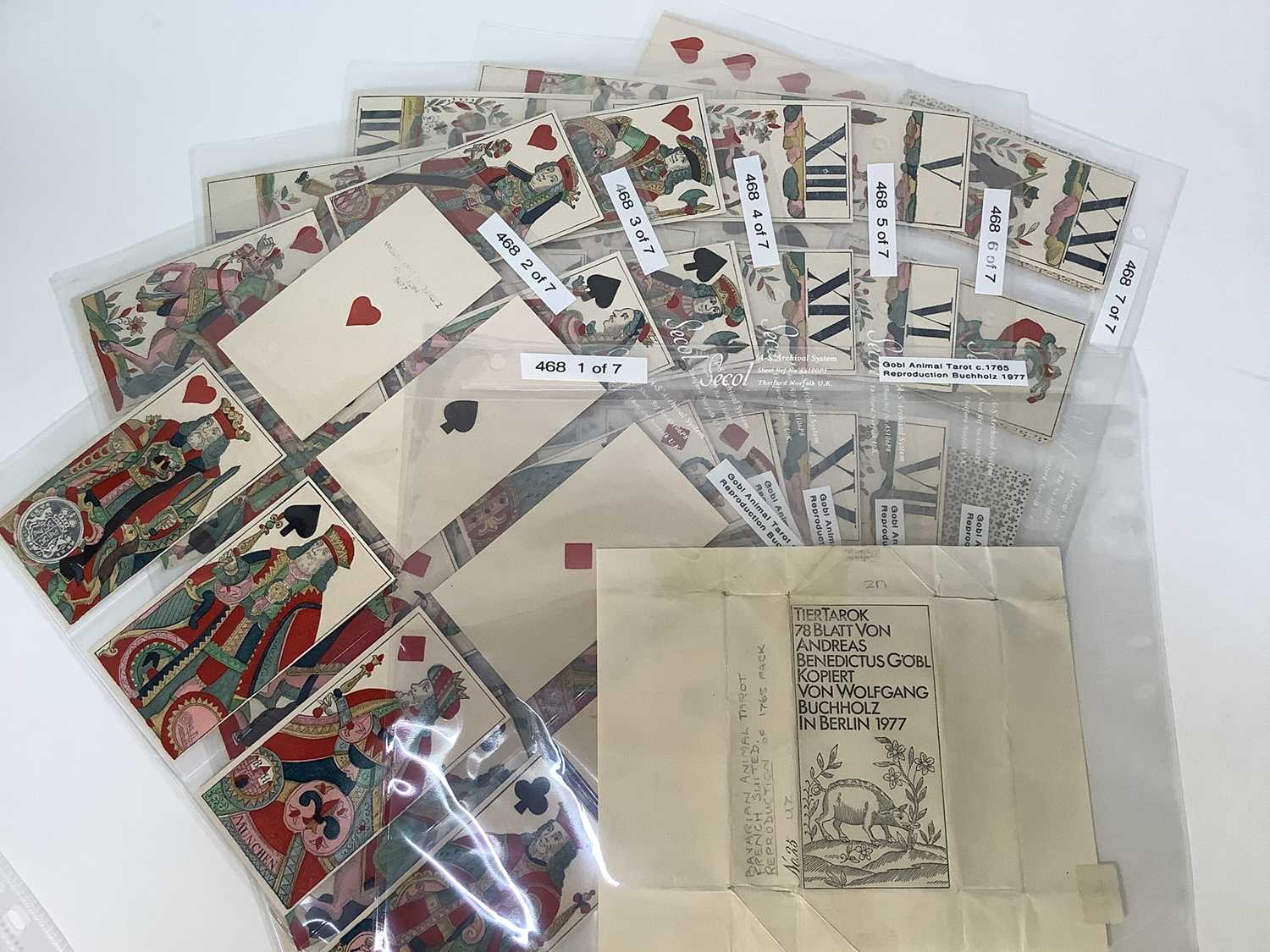 Lot Facsimile set of TierTarok (Bavarian animal tarot), 1977 reproduction of a 1763 set