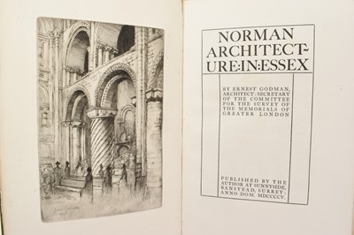 Lot 936 - Ernest Godman - Norman Architecture in Essex & Mediaeval Architecture in Essex. 2 vols