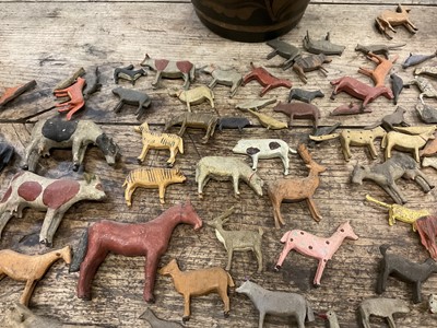 Lot 1010 - 19th century German Noah's Ark, with a large assemblage of carved animals