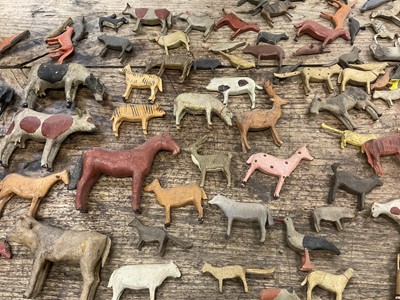 Lot 1010 - 19th century German Noah's Ark, with a large assemblage of carved animals
