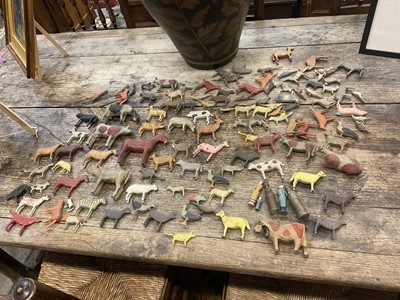 Lot 1010 - 19th century German Noah's Ark, with a large assemblage of carved animals