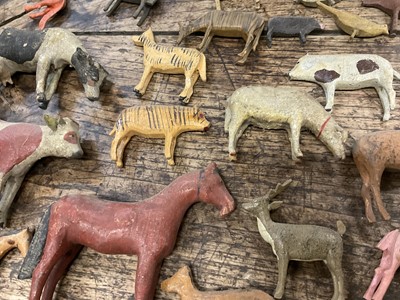 Lot 1010 - 19th century German Noah's Ark, with a large assemblage of carved animals