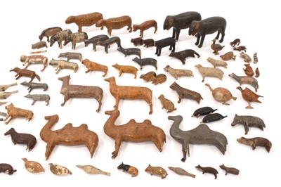 Lot 1011 - Collection of well modellled 19th century carved wooden animals