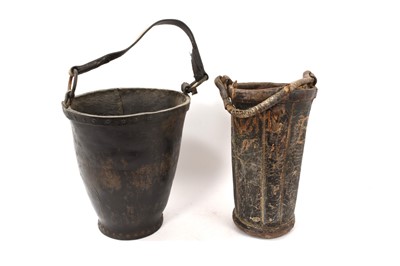 Lot 1023 - Early leather fire bucket and another