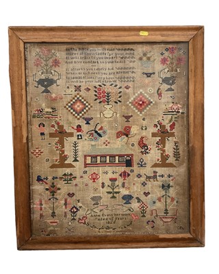 Lot 245 - Mid 19th century needlework sampler dated 1856