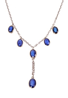 Lot 688 - Sapphire and diamond necklace