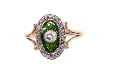 Lot 699 - George III diamond and green enamel ring