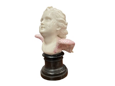 Lot 219 - 19th century French porcelain bust of an angel, on plinth