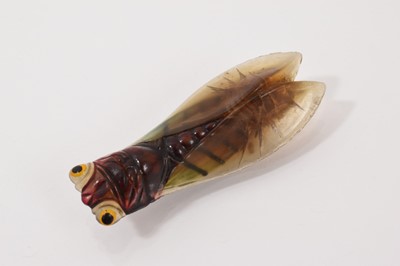 Lot 8 - Art Nouveau French Bakelite-Lucite cicada insect brooch, 5.5cm